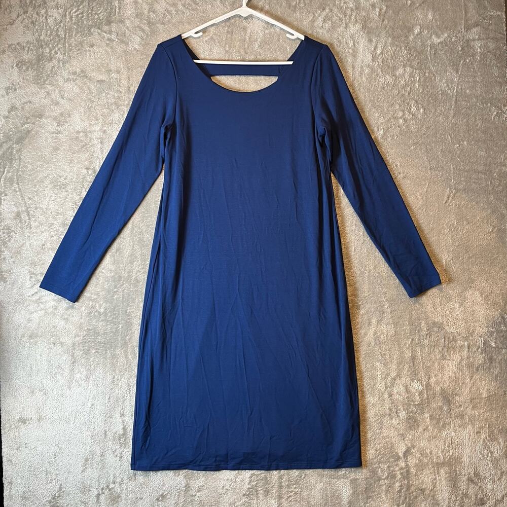 Eileen Fisher Shift Dress Keyhole Back 3/4 Sleeve Modest Women’s Small